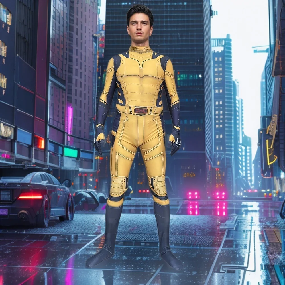 

Halloween Adults Male Wolverine Movie Cosplay Costume Superhero Zentai Suit Bodysuit Man Party Jumpsuit-1