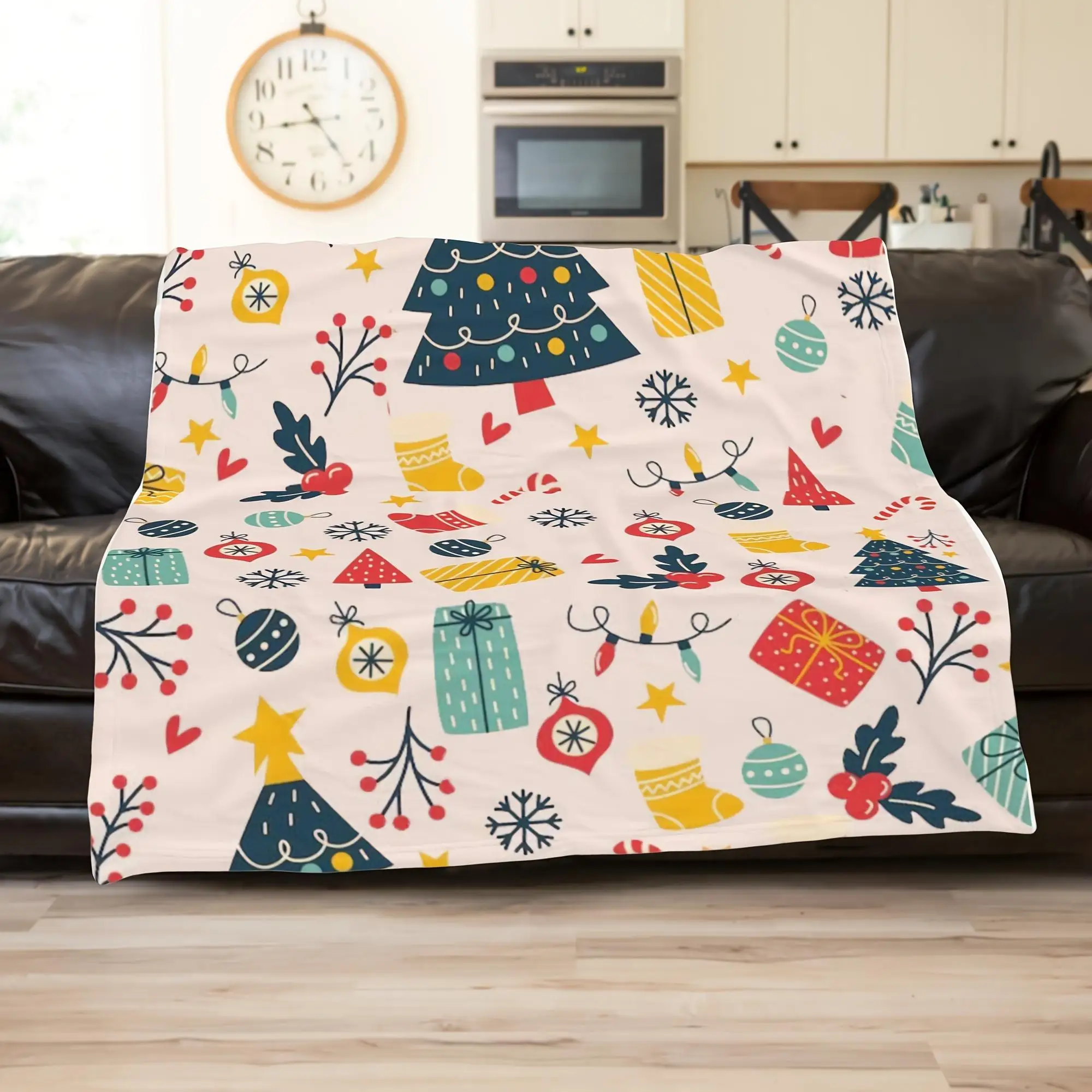 60*80 polegadas dos desenhos animados feriado árvore de natal impresso cobertor de cama, amigos cobertor de presente de natal, cobertor macio e quente das quatro estações