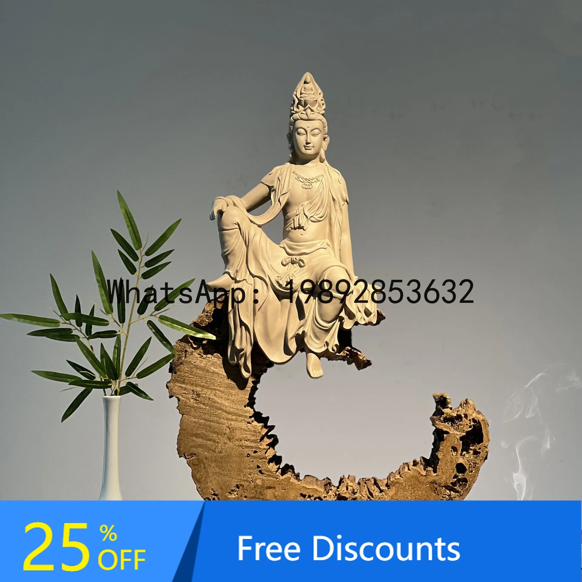 

ZK New Chinese Style Buddha Statue Zen Worship Ornament Entrance Tea Room Living Room Curio Cabinet Decoration