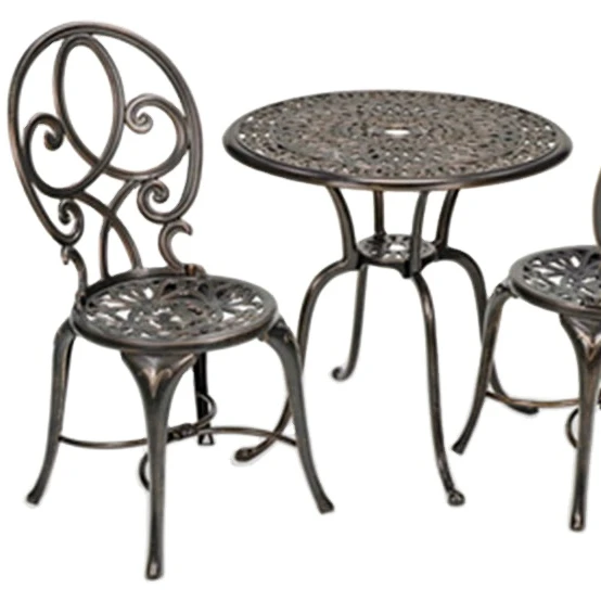 

Outdoor Furniture Cast Aluminum Traditional Garden 3 Piece Bistro Set Patio Set Balcony Bistro Table and Chairs