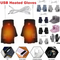 USB Electric Heated Gloves Winter Outdoor Thermal Touch Screen Full Half Finger Warmer Knitted Gloves Hand Warmer Bicycle Gloves