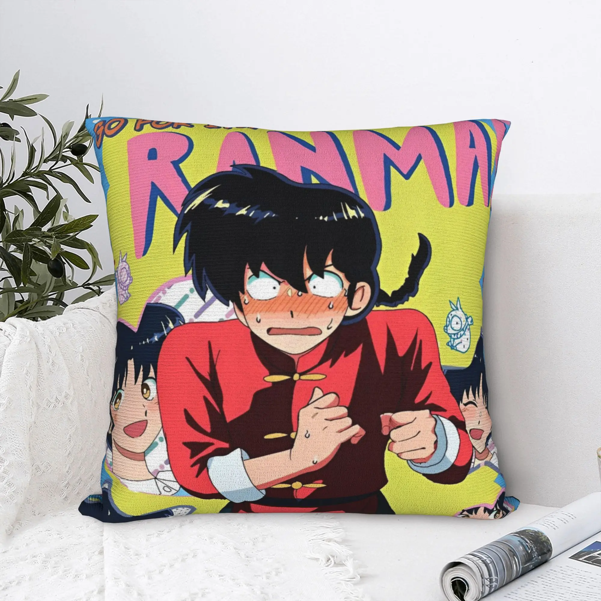 Manga Ranma 1⁄2 Pillowcase Polyester Cushion Cover Decoration Adventure Martial Comedy Throw Pillow Case Cover Seater 40X40cm