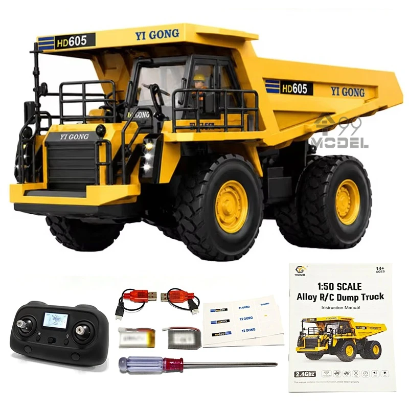 In Stock HD605 Dump Truck 1/50 Electric RC Dump Truck Model with Light and Sound RTR Mini Remote Control Car Toy Gift