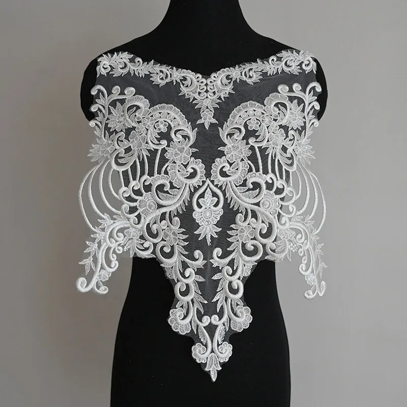 New Black and White European Pattern Embroidery Mesh Handmade Wedding Dress Clothing Accessories Background Decoration Materials