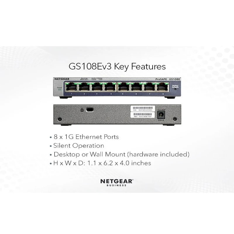 NETGEAR-interruptores inteligentes gestionados Plus GS108E ProSafe, 8 puertos, Gigabit, Ethernet