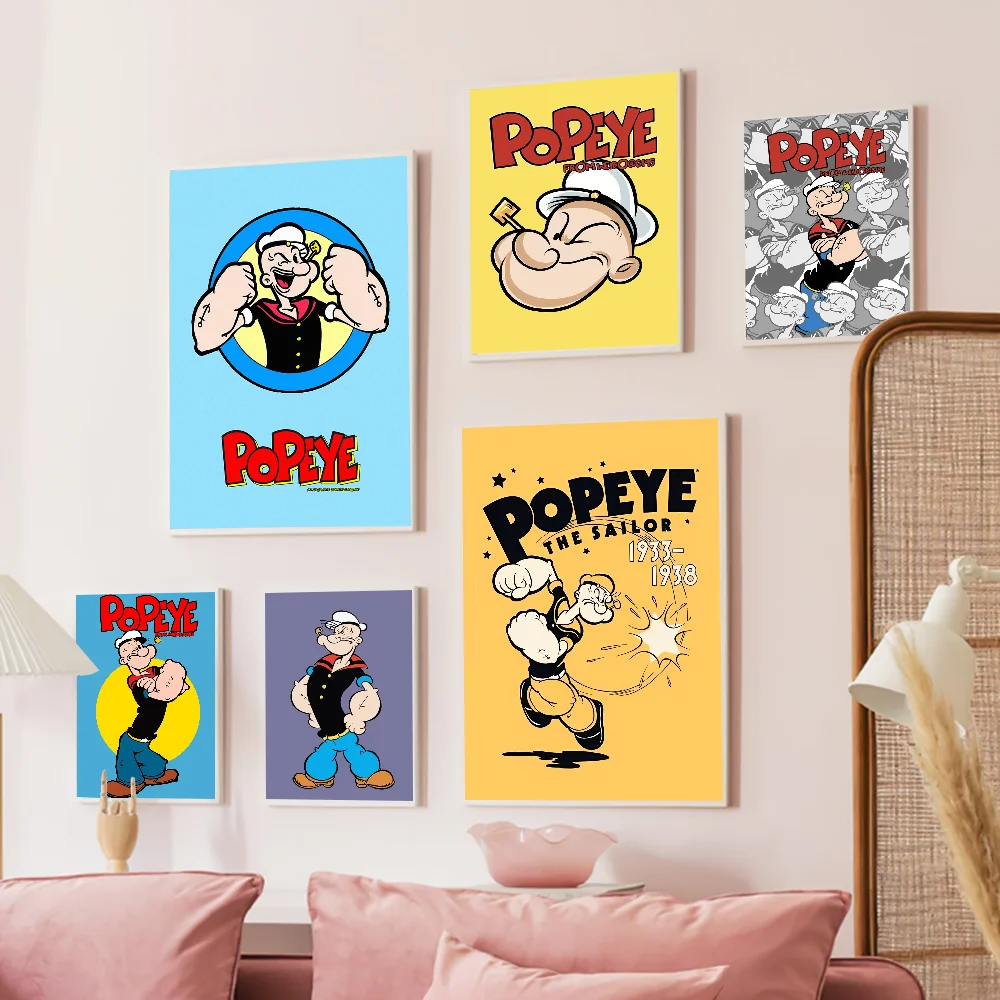 P-Popeye Man Classic Anime Poster Waterproof Paper Sticker Coffee House Bar Room Wall Decor