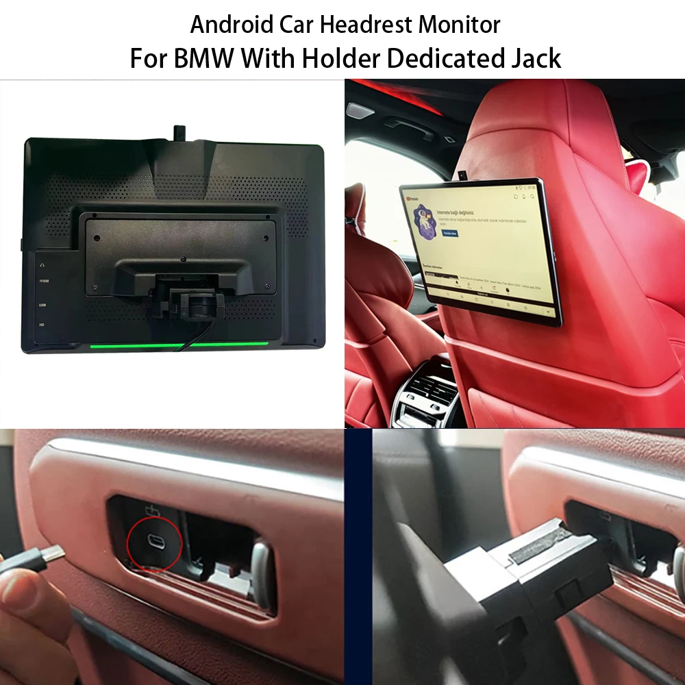 13.3 Inch 1920X1080 4K 1080P HDMI Car TV Screen Android 14 Headrest Monitor For BMW XM 50e i5 i7 Rear Seat Entertainment System