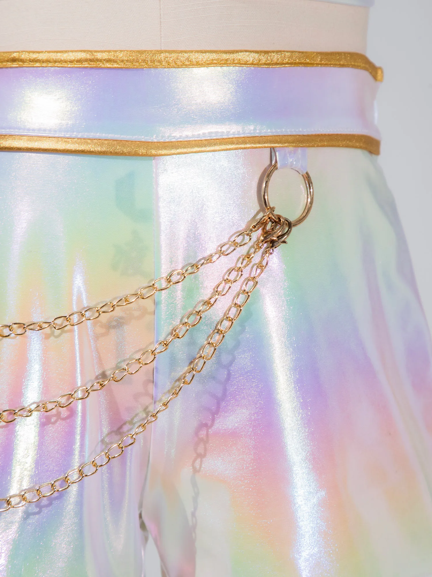 Костюм для косплея на Хэллоуин для девочек, охотник на демонов, поп-певица, костюм для джазового танца, топ на бретелях с металлическим блеском и шортами