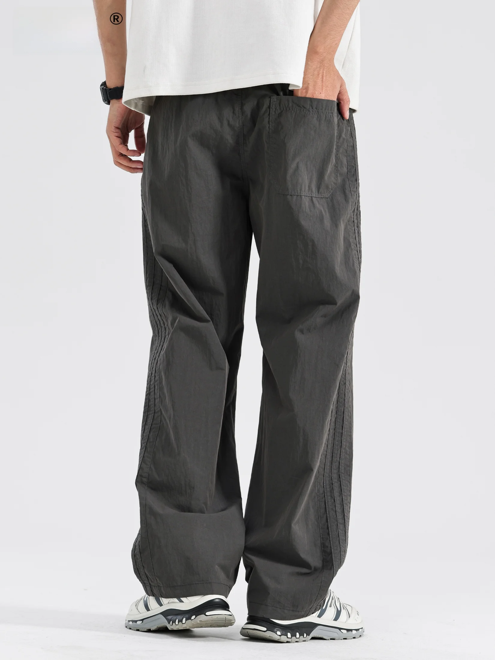 

Ice Silk Men's Summer Thin Straight Leg Casual Pants Loose Fit High Street Trendy Brand Bend Knife Casual Trousers