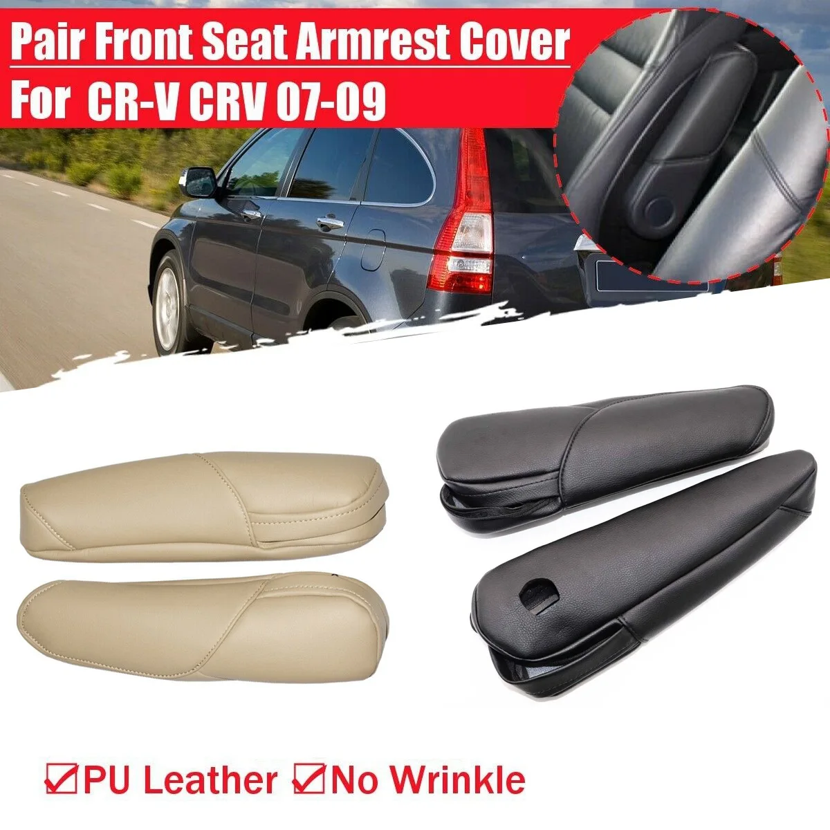 for Honda CRV 2007 2008 2009 Seat Armrest Leather Handrest Adjustable Seat Side Hand Holder Black