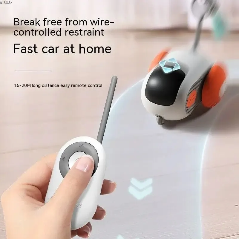 ATUBAN Remote Smart Cat Toy,Active Rolling Car con auto sostituibile, auto Wicked ricaricabile per gatti al coperto/gattino cani di piccola taglia