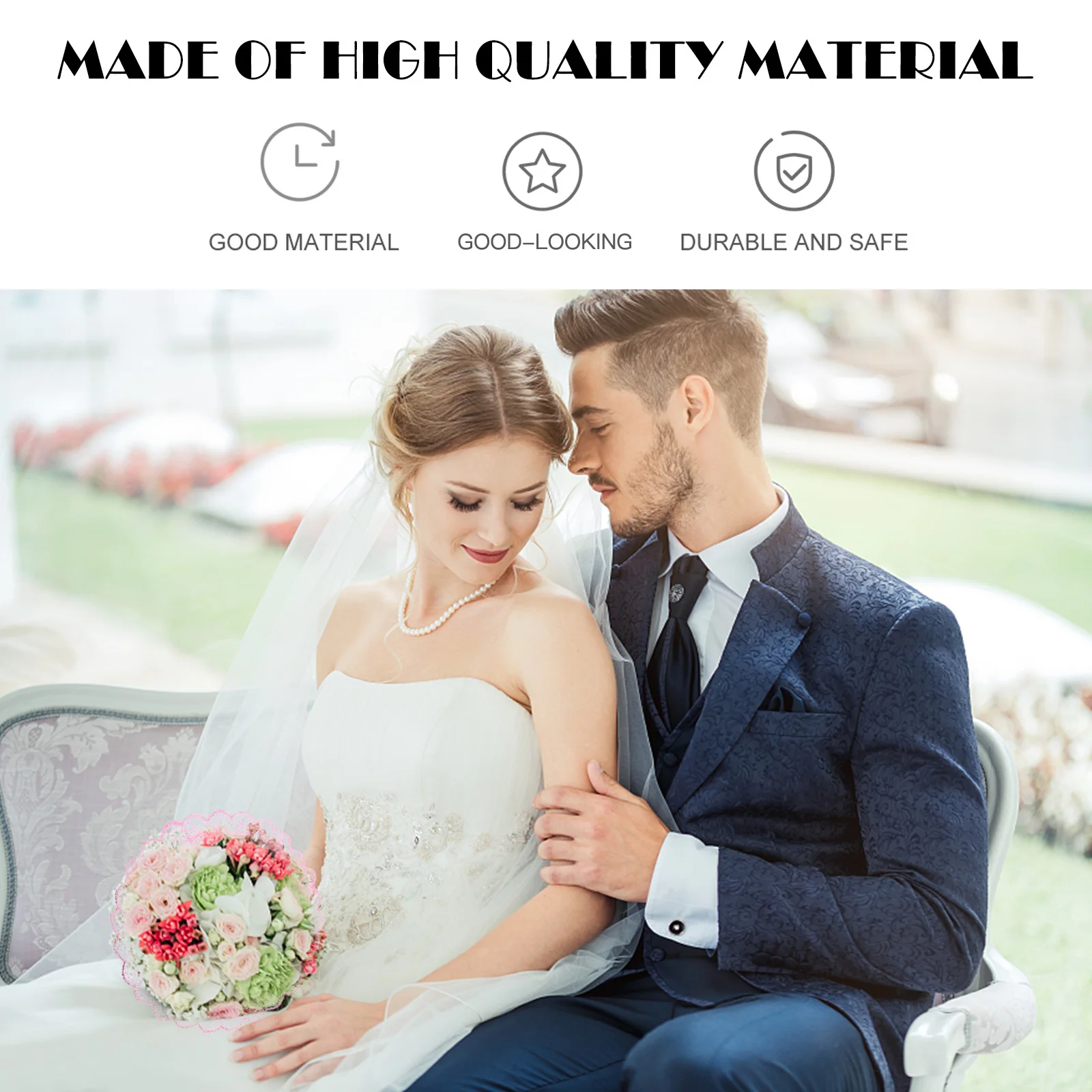 

3Sets Bridal Floral Bouquet Holder Wedding Handheld Lace Base Flower Support Wedding Bouquet Handle for Floral Arrangement