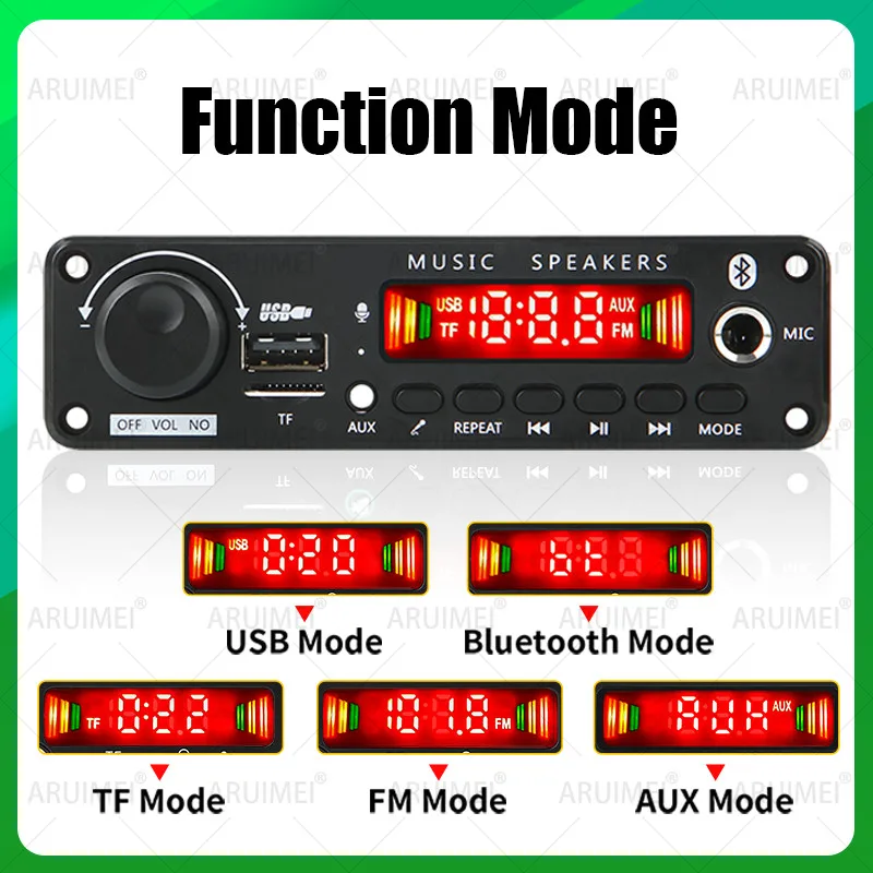 50W Amplifier 18V MP3/WAV/FLAC Decoder Board Bluetooth 5.3 Car Audio System with Dual Mic ENC, USB/TF/FM & Remote Control