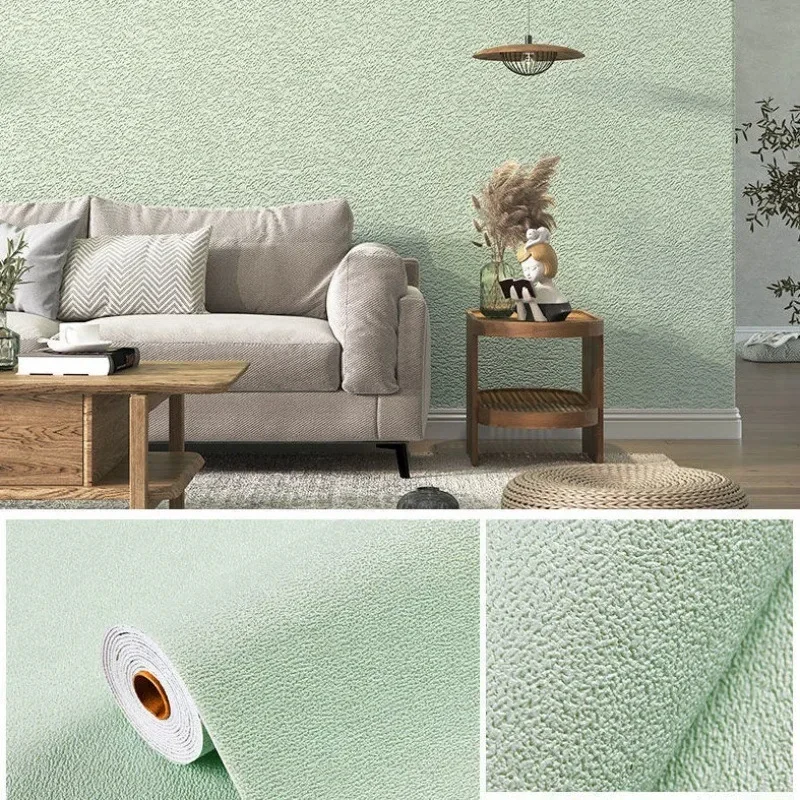 50cmX2.8/10m Linnen 3D Schuim zelfklevende Effen Kleur Verdikte Waterdichte Achtergrond Muur Renovatie behang Muurstickers