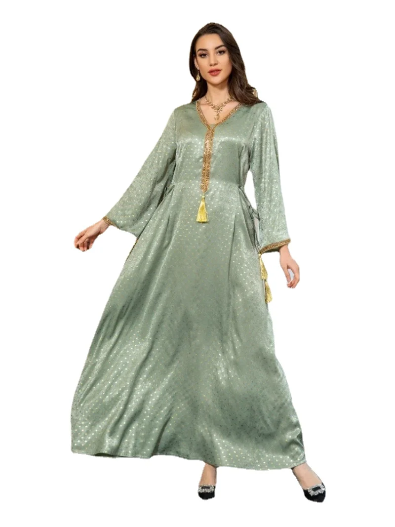 

Eid Muslim Dress for Women String Lace Up Maxi Dresses Abaya Slim Fit Party Ramadan Caftan Kaftan Vestidos Largos Dubai Turkey