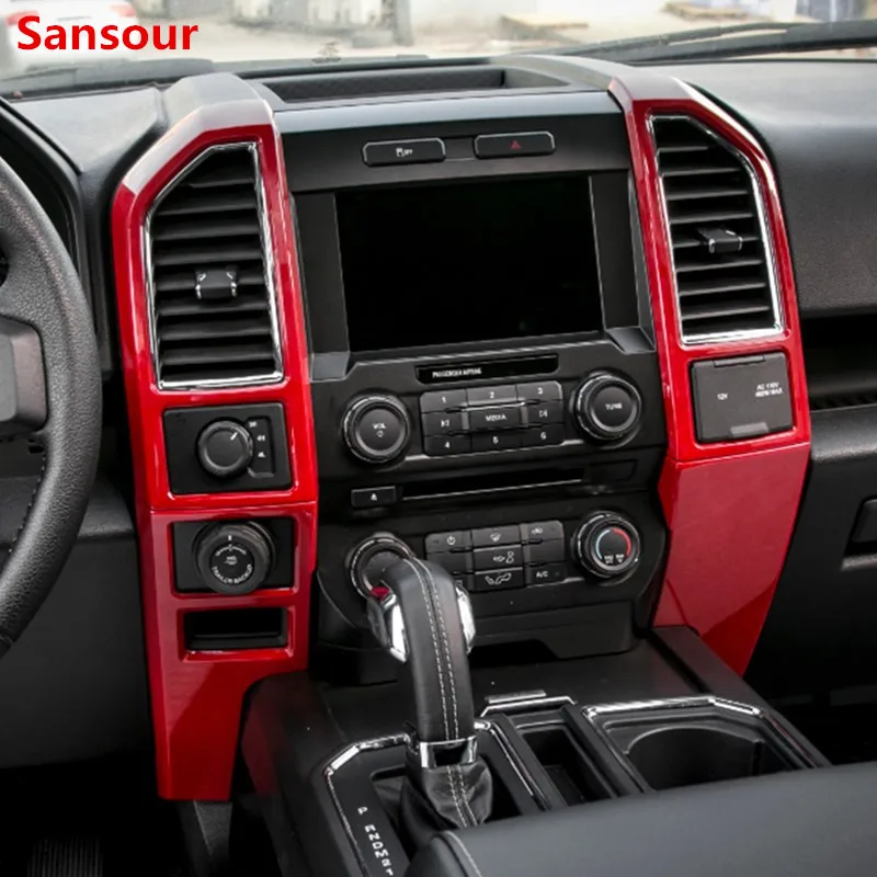 

Sansour Car Central Console Air Outlet Vent Panel Cover ABS Interior Decoration Stickers For Ford F150 2015 Up Car Styling