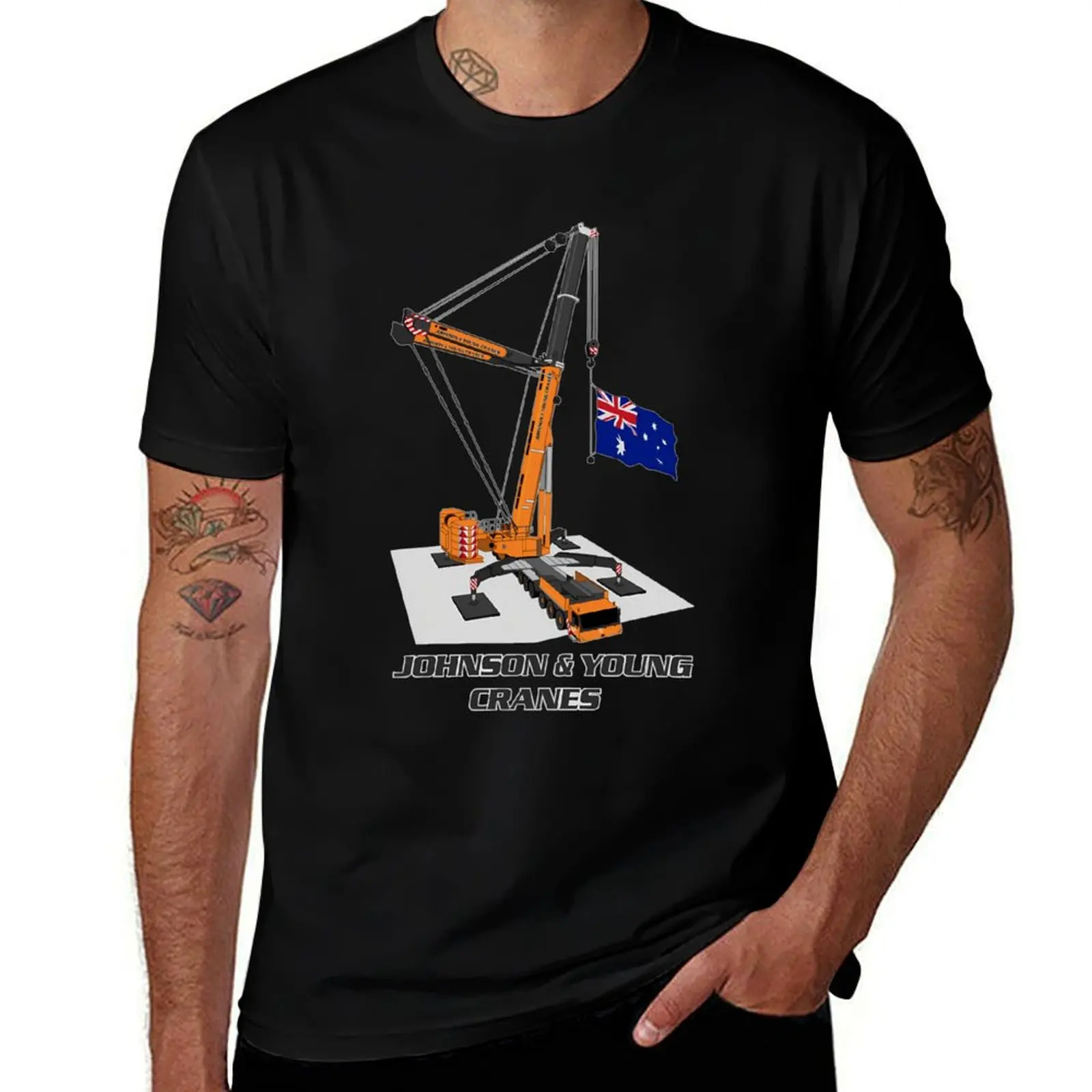 

Johnson Young Cranes T-Shirt Simple Solid Color Crew Neck Tee