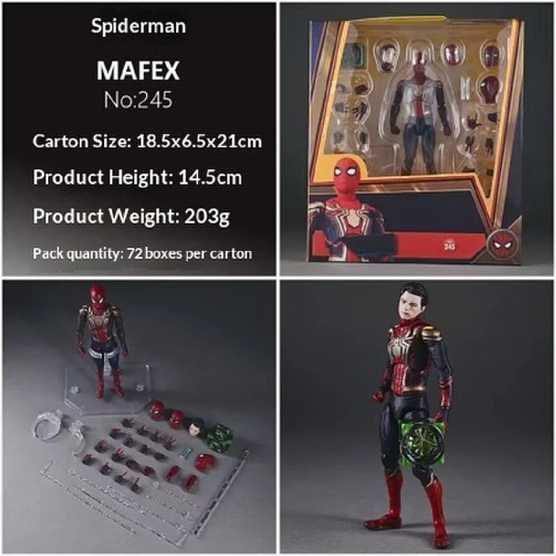 Madex Actionfigur 245, bewegliches Modell, rot, schwarz, gold, „Far From Home“, Sammlerstück, zur Präsentation, für Erwachsene.
