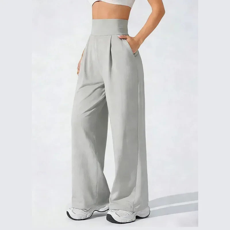 Women New Casual 10 Colors Optional Yoga Pants  High Waist Baggy Wide Leg Trousers Female with Pockets Fitness Sports Leggings