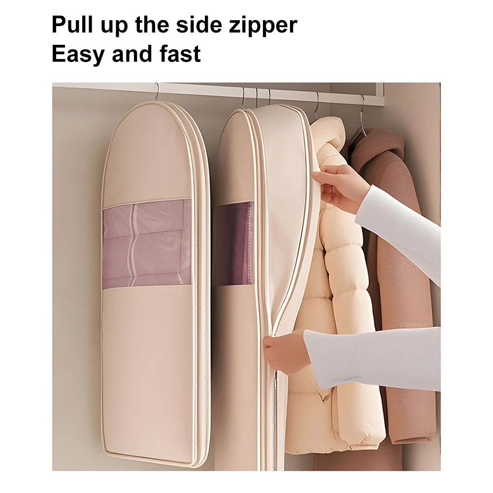 Space Saving Hanging Garment Bag Transparent Visibility Hanging Protector Down Coat Compression Dust Cover for Closet Storage