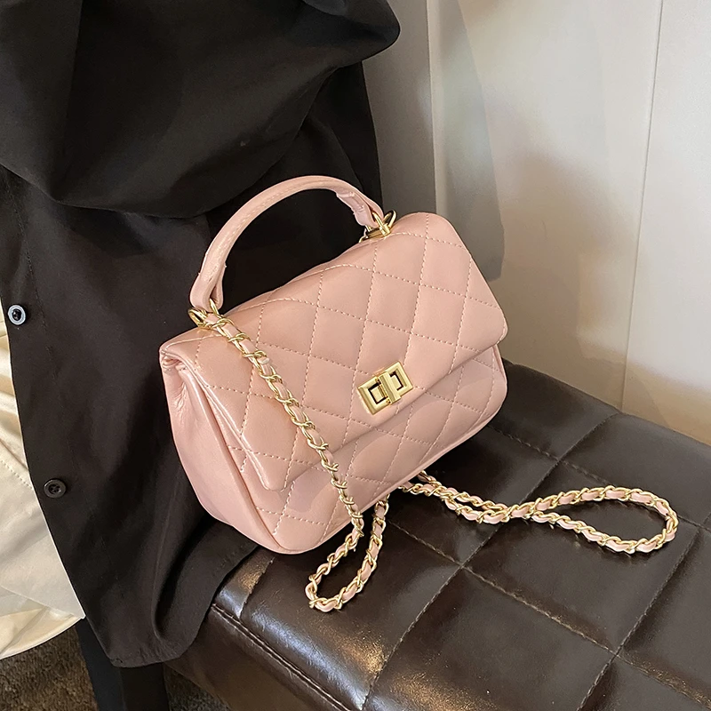 High Quality Women Small Pu Leather Handbags Fashion Ladies Diamond Lattic Shoulder Bag Casual New Female Hasp Crossbody Bags