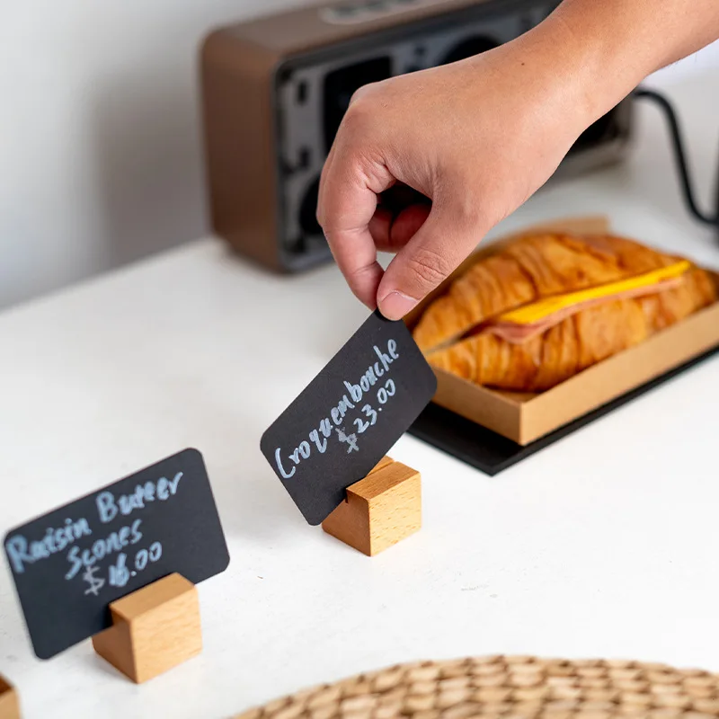 Solid Wood Bake Cake Bread Price Label Vertical Standing Price Card Supermarket Desktop Price Tag With Sticky Note Clip