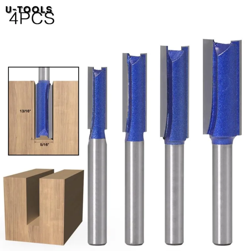 

U-TOOLS 6mm Shank Straight Router Bit Cutter Set for Woodworking Tungsten Carbide End Mill Tools