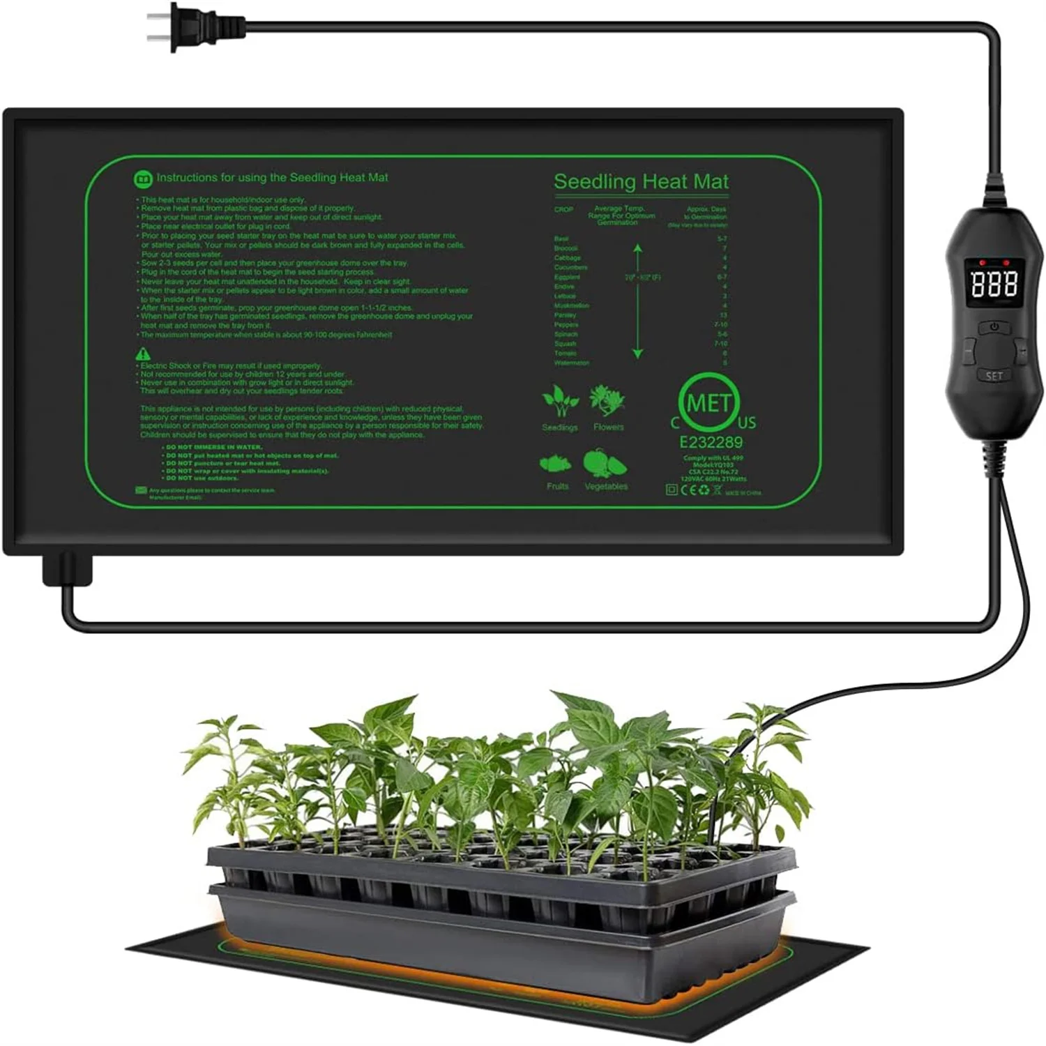 

Seedling Heat Mat With Digital Thermostat Indoor Plants Germination Heating Pad Propagation Clone Starter Mat EU/US Plug