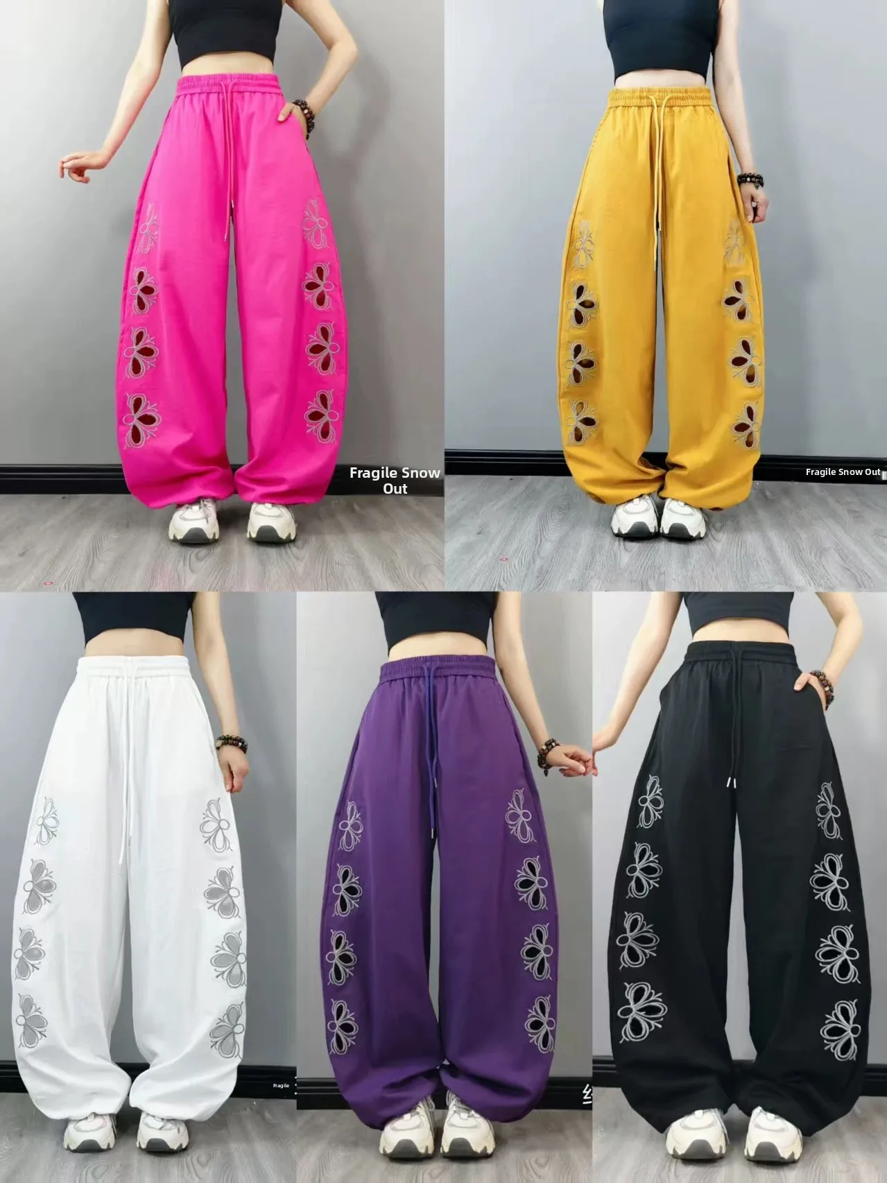 xianruixue-fashion-616-style-embroidered-hollow-sword-pants-thin-casual-sports-summer-high-waist-dance-square-dance-pants