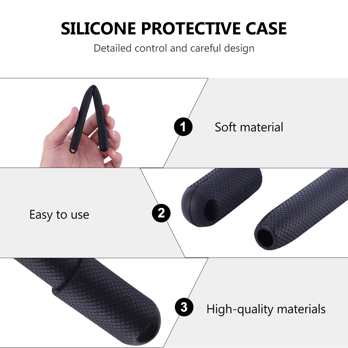 

Silicone Protective Case for Pencil 1st Gen Anti Slip Lightweight Slim Single Piece Black Color Stylus Sleeve Pen Tip