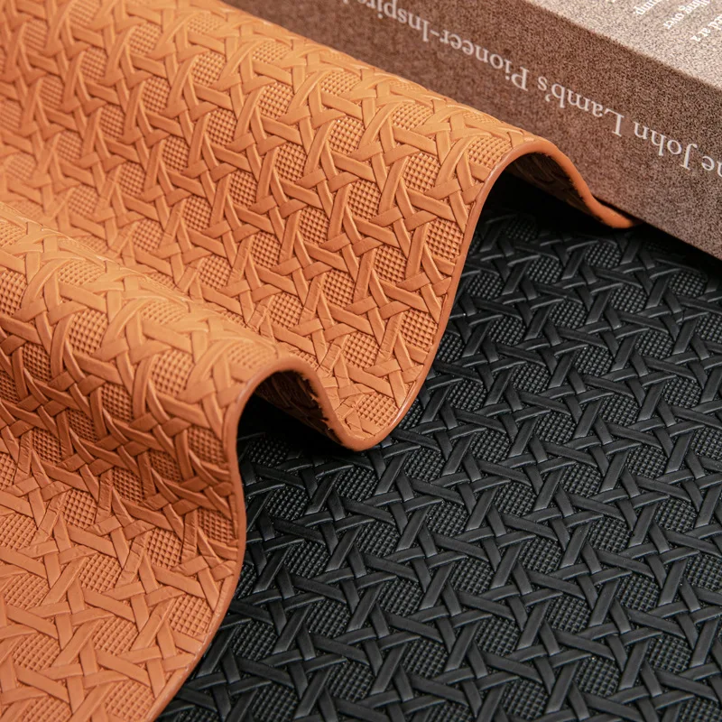 Imitation Bamboo Woven Pattern Leather Placemat Double Sided PU Tea Cup Mat Home Restaurant Coffee Dining Table Decoration Mat