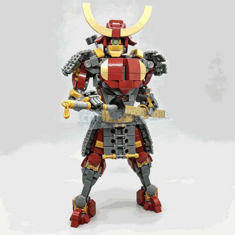 547PCS Crimson Horned Warrior Robot Building Blocks Mecha Figure Model DIY Assembly Set Creative Desktop Collection Display Gift