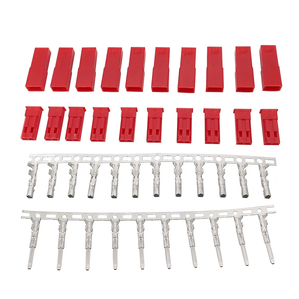 JST SYP 2Pin Connector 2.54mm JST Male Female Red Plastic Housing Shell Crimp Terminal Connector Kit For Auto LED Battery Toys