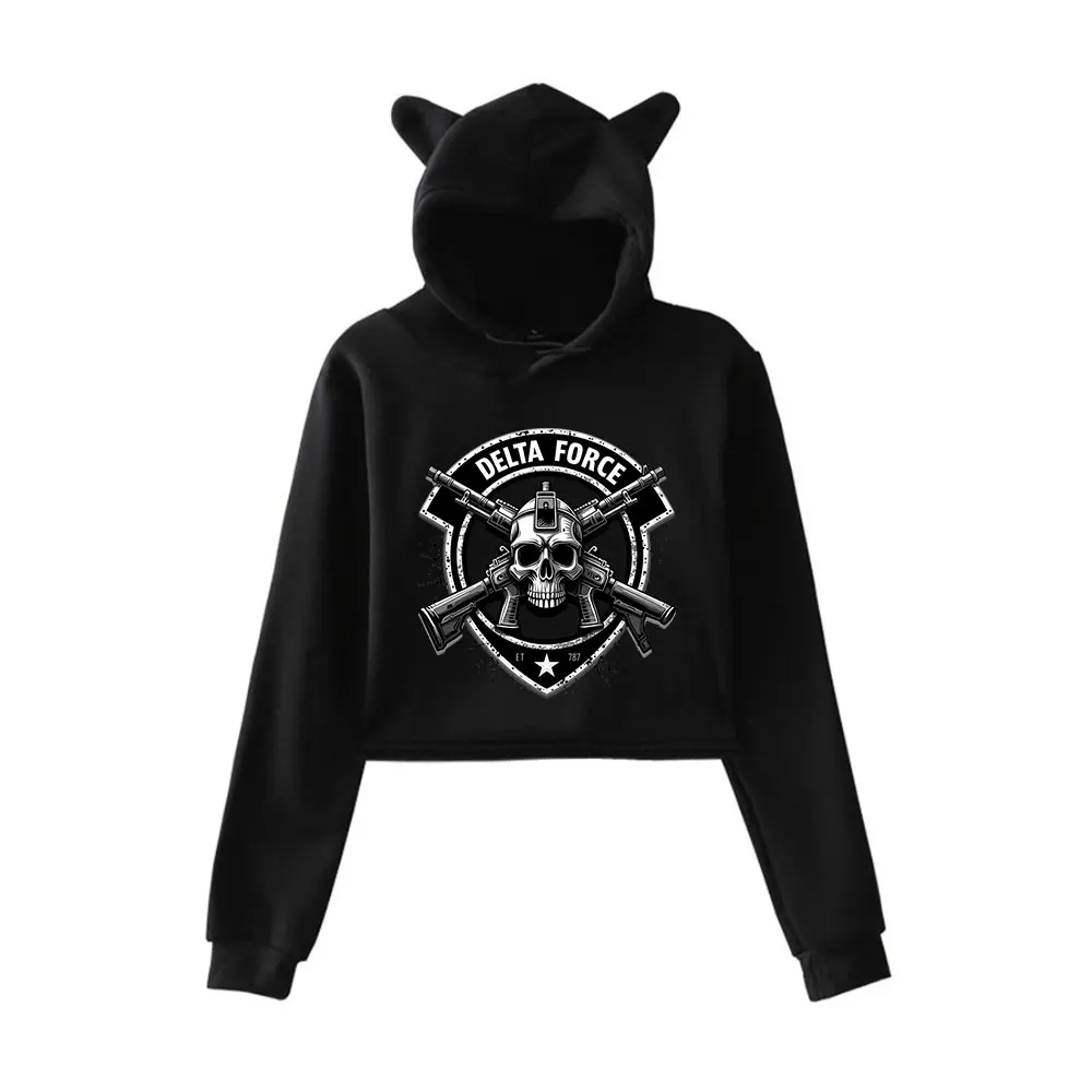 Delta Force Merch Pullover Female Cat Ears Hoodie Long Sleeve Top Women's Clothes