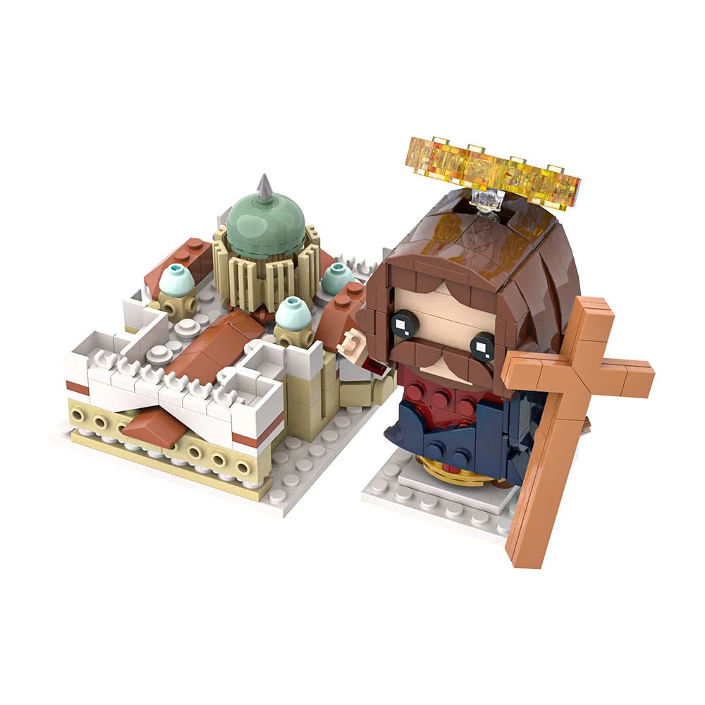 MOC ภาพยนตร์โบสถ์พระเยซู Brickheadz Building Blocks รุ่นพระคัมภีร์ทางศาสนาพระเยซูตัวอักษรอิฐประกอบของเล่นสําหรับของขวัญเด็ก