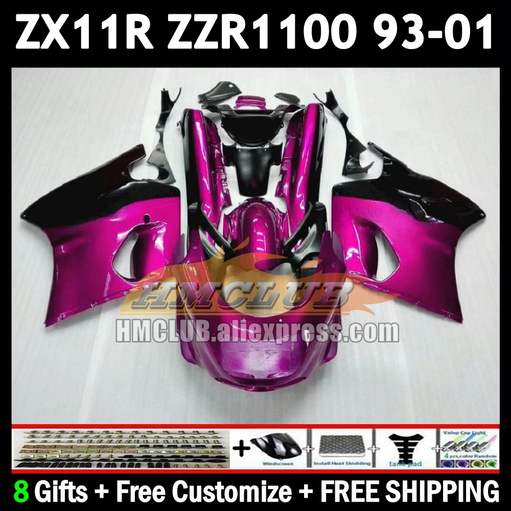 ZX-11R For KAWASAKI NINJA ZX11 ZZR 1100 ZX 11 11R pink black 175No.125 ZZR1100 ZX11R 1993 1994 1995 1996 97 98 99 00 01 Fairing