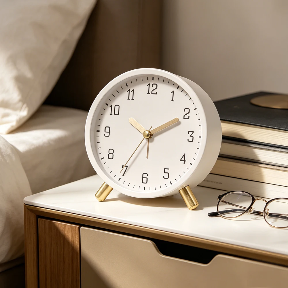 1pc minimalist metal alarm clock with silent scanning movement, no ticking sound, won't disturb studying or sleeping, a perfect