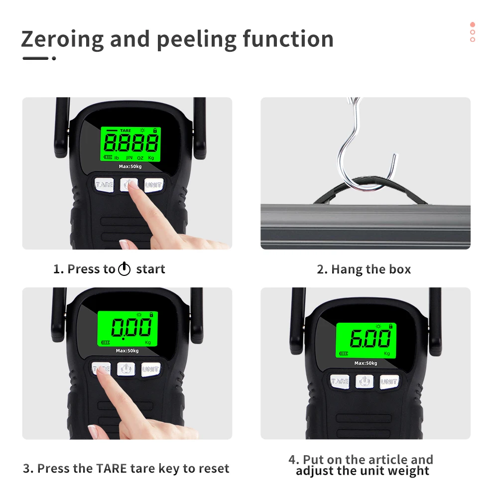 50Kg/5g LCD Digital Display Hanging Hook Scale kg/oz/TEMP/lb Backlight Portable Fishing Travel Mini Electronic Weighing Scale