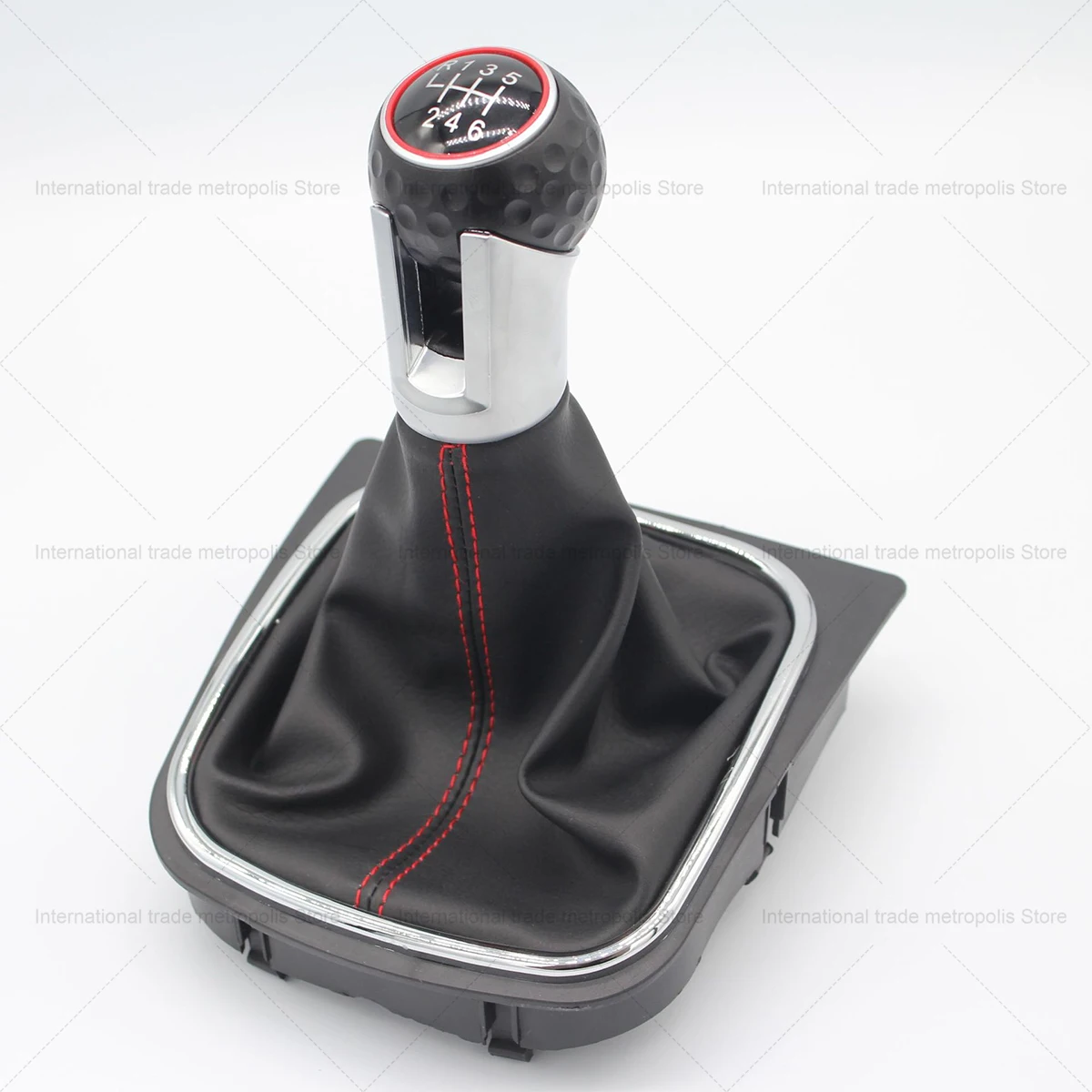 5 6 Gears Car Gear Shift Red Line Dust Cover Leather Case for Golf 5 6 7 MK5 R32 GT 2004 2005 2006 2007 2008 2009 