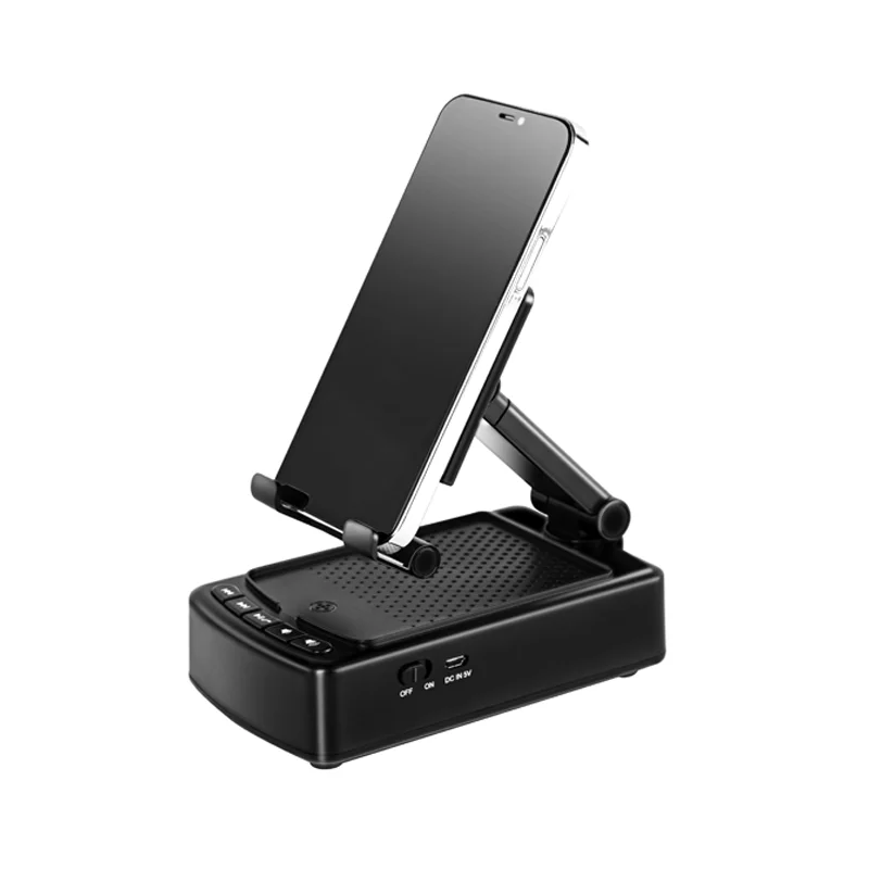 

Desktop Black Plastic Mobile Phone Holder Cell Phone Stand with Wireless bluetooth Speaker