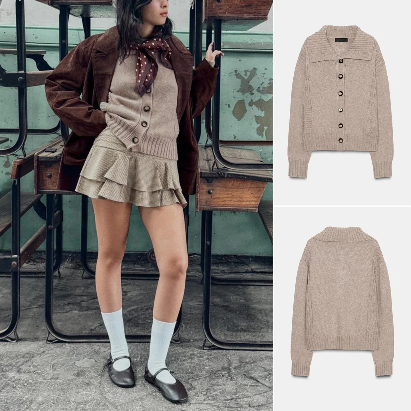 

Женское вязаное пальто свободного кроя с длинными рукавами, отложным воротником, однобортное, на нескольких пуговицах, осень-зима, новинка, полиэстер