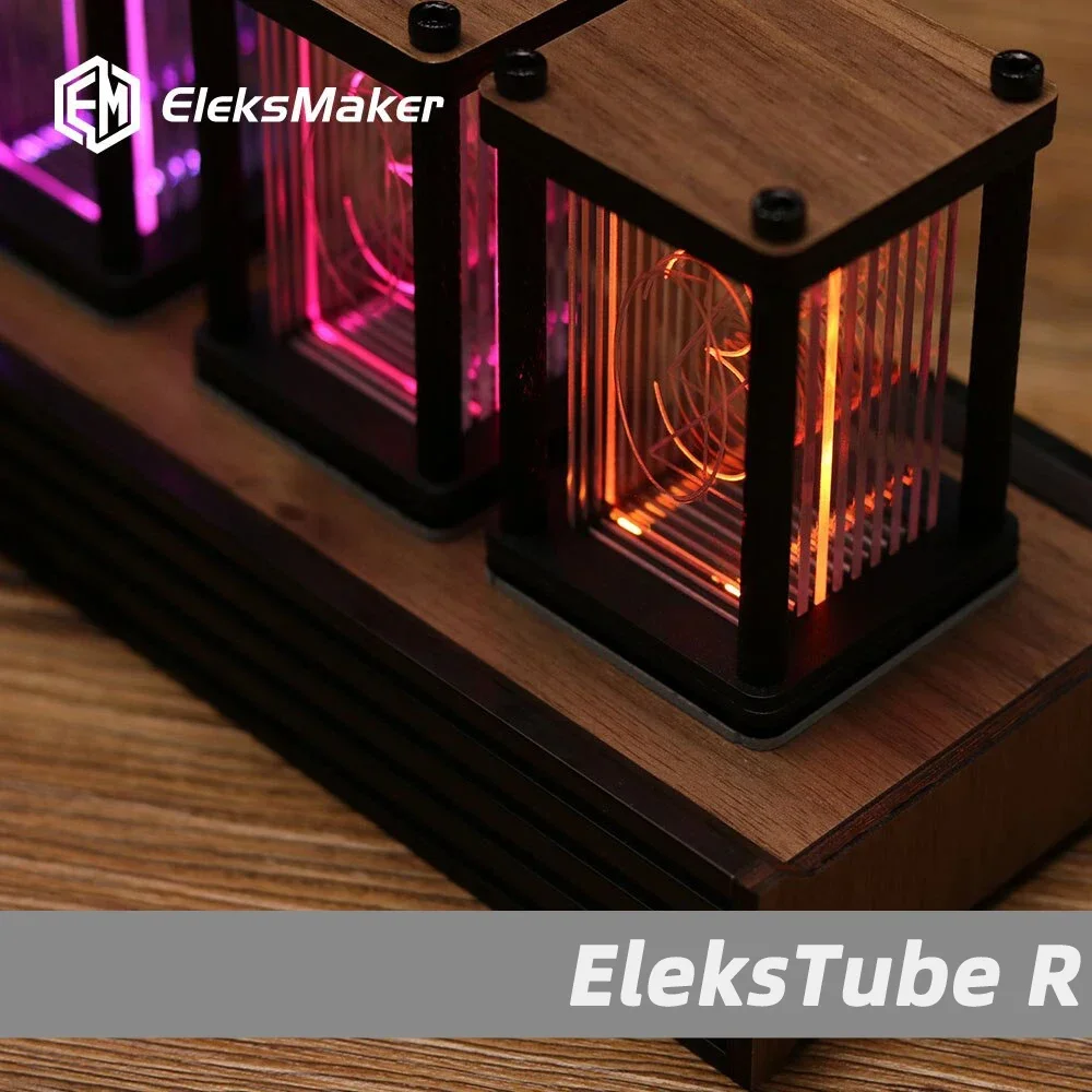 EleksMaker EleksTube R Digital Nixie Clock Decoration Home Desk Led RGB Light Retro Electronic Decor Table Desktop Wooden DIY