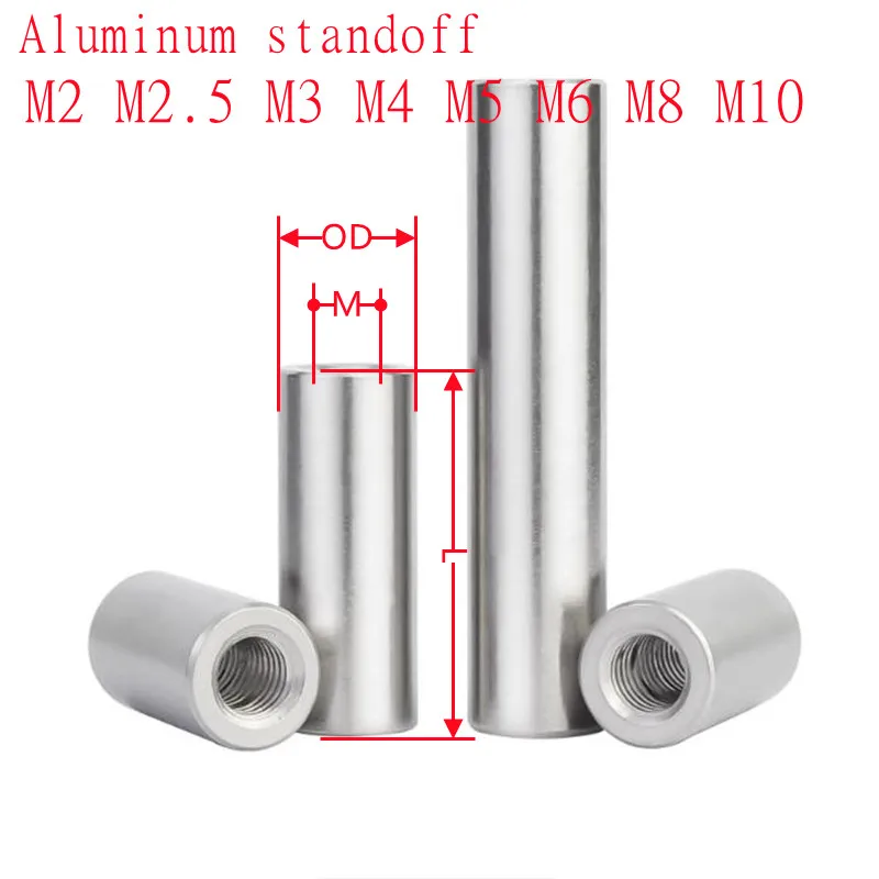 2–10 Stück Aluminium-Rundkupplungsmutter M2 M2,5 M3 M4 M5 M6 M8 M10 runde Aluminium-Abstandshalter für RC-Multirotoren