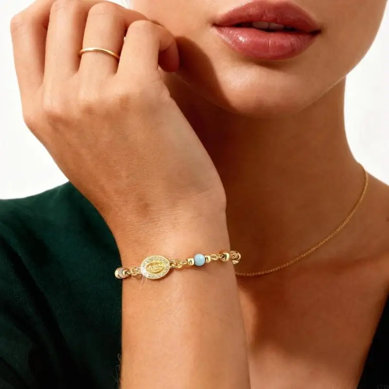  Adjustable Gold Heart Tail Chain Bracelet Featuring Obsidians Crosses Charm For Flexible Sizing On 15 20cm Wrists