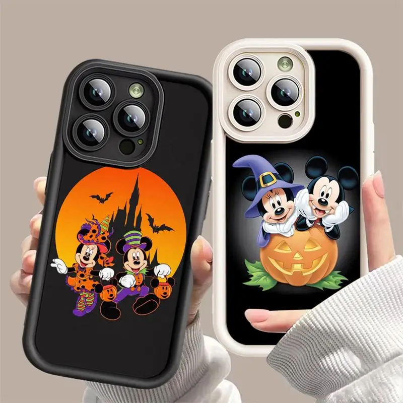 Disney Mickey Minnie Happy Halloween Soft Liquid Silicone Phone Case For Apple iPhone 11 12 13 14 15 Pro Max Plus Back Cover