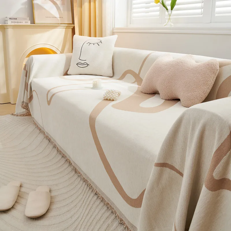 Nordic Tassel Knitted Blanket Solid Fringe For Bed Travel Sofa Shawl Throw Large Size Air Conditioner