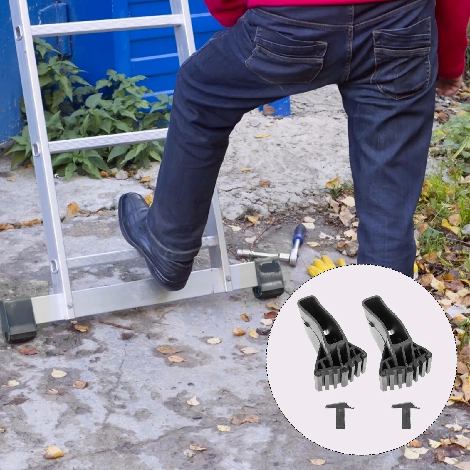 1Set Black Ladder Feet Covers Non-Slip Thick Rubber Mat Durable Extension Ladder Foot Protector Replacement Feet Cover