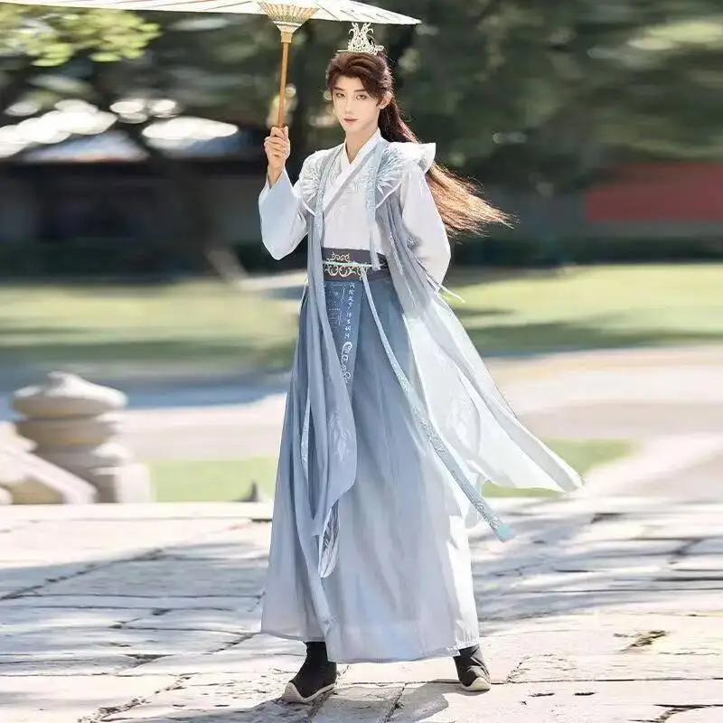 

Original Sewed Hanfu Men Women Traditional Chinese Cross Collar Costume Halloween Party Swordsman Cosplay Clothing Street Suit