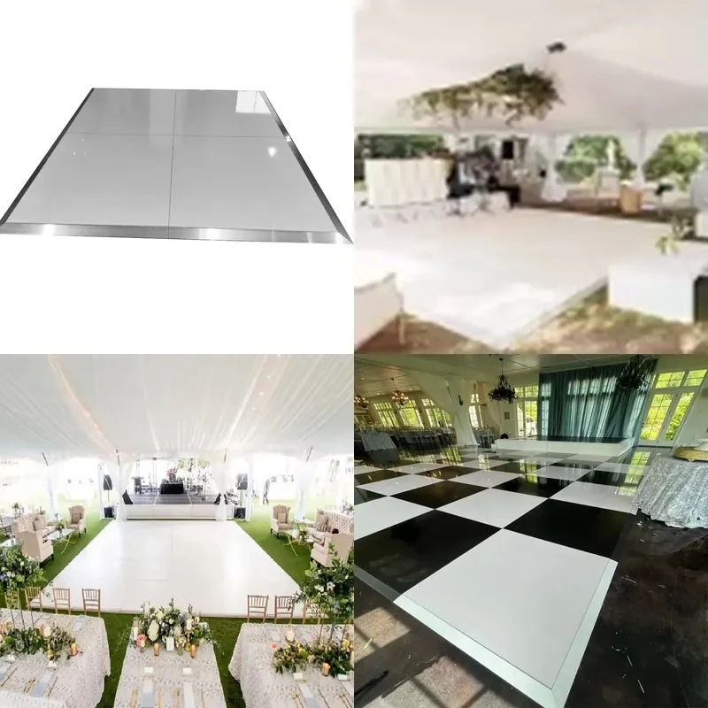 Portable Interlocking Dance Floor 4x4 Feet Lightweight Modular Tiles for Wedding Party Event