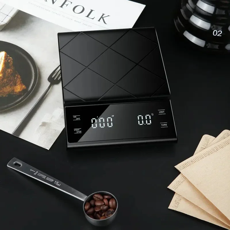 3kg/0.1g Coffee Scale With Timer High Precision Digital Kitchen Scale Waterproof Food Coffee Balance Measuring Weight Scales